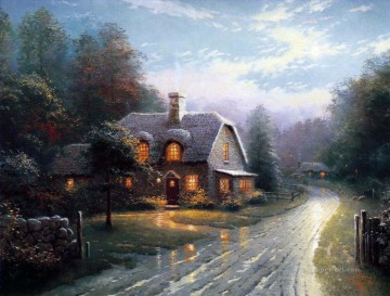 Moonlight Lane I TK Christmas Oil Paintings